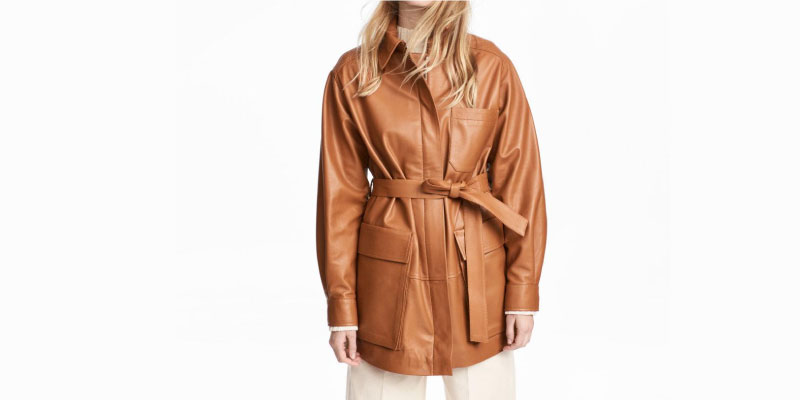 The Robe Tie Belted Leather Jacket