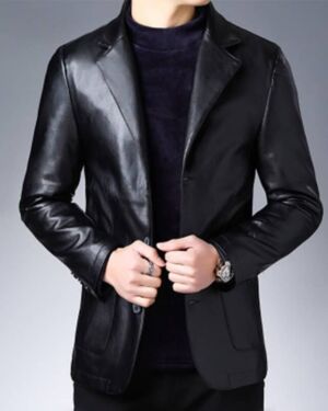 New middle aged suit leather casual coat – Men’s business Fashion