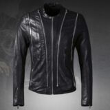 New men`s multi zipper design leather jacket