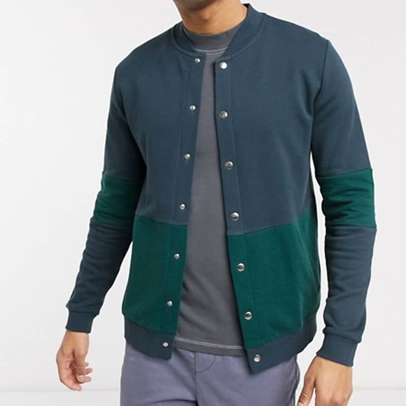 Navy Color Blocking Bomber jacket with Poppers