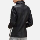 Alia Metallic Black Leather Biker jacket