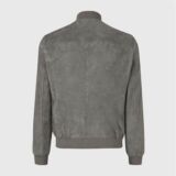 Gray Suede Bomber Leather Mens Jacket