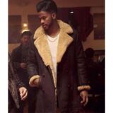 American Actor Trevor Jackson Shearling Brown Leather Coat