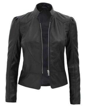 Amy Womens Black Slim Fit Leather jacket
