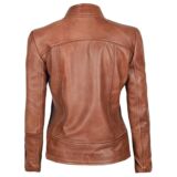 Amy Womens Brown Fitted Leather jacket