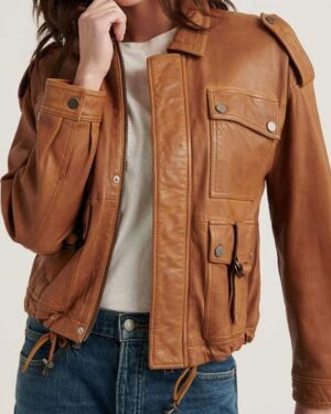 Angelic Brown Leather Fabric Stunning Biker Style Jacket For Women 1 Thegem Product Justified Portrait S