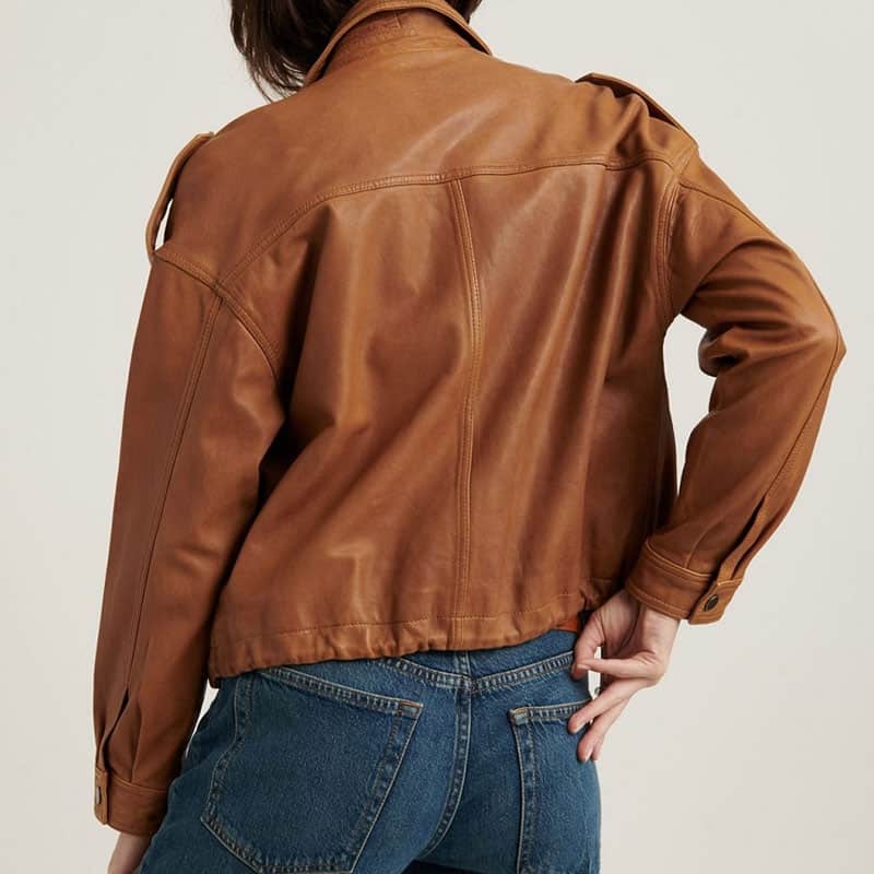 Angelic Brown Leather Fabric Stunning Biker Style jacket For Women