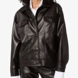 Appealing Black Leather Fabric Old Supreme Style jacket For Women