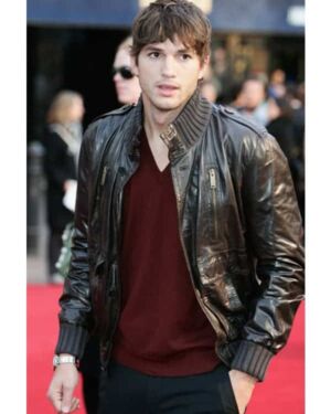 Ashton Kutcher Brown Leather jacket