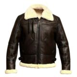 B3 Aviator Bomber Dark Brown RAF Shearling Fur Winter Genuine Sheep Skin Leather jacket