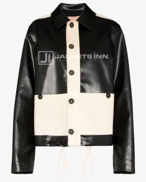 Bicolored Black & White Chromatic Gorgeous Synthetic Leather jacket For Women