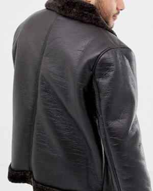 Big & Tall Black Leather Aviator jacket