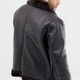 Big & Tall Black Leather Aviator jacket