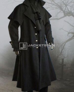 Black Heavy Cotton Rough Long Coat
