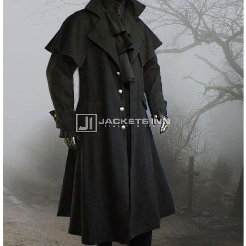 Black Heavy Cotton Rough Long Coat