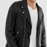 Black Leather Biker jacket For Men