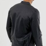 Black Leather Racer jacket with Zipper Detail