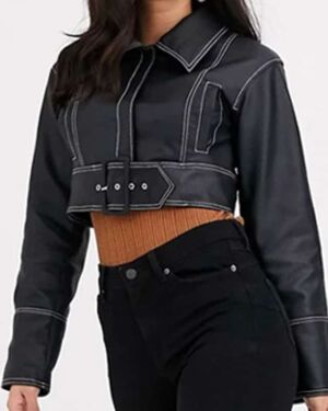 Black Leather Statement Belt jacket