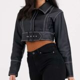Black Leather Statement Belt jacket