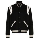Black Letterman jacket With White Detailing
