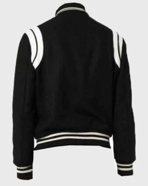 Black Letterman jacket With White Detailing