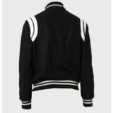 Black Letterman jacket With White Detailing