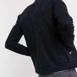 Black Organic Jersey Bomber jacket with Popper