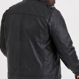 Black Plus Size Leather jacket with Ring Detail