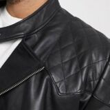 Black Quilted Leather Biker jacket