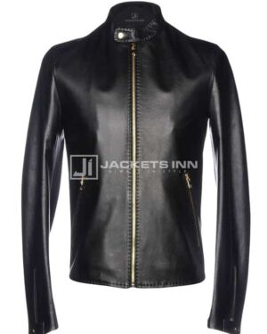 Black Shiny Leather jacket for Men