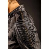 Black Soft Cut Leather Fabric jacket For Women