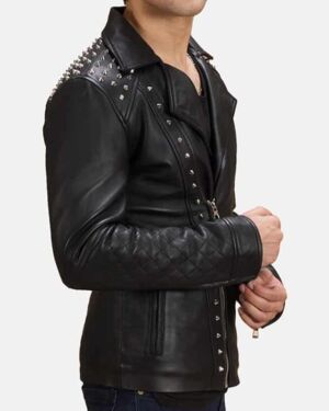 Black Studded Leather Biker jacket