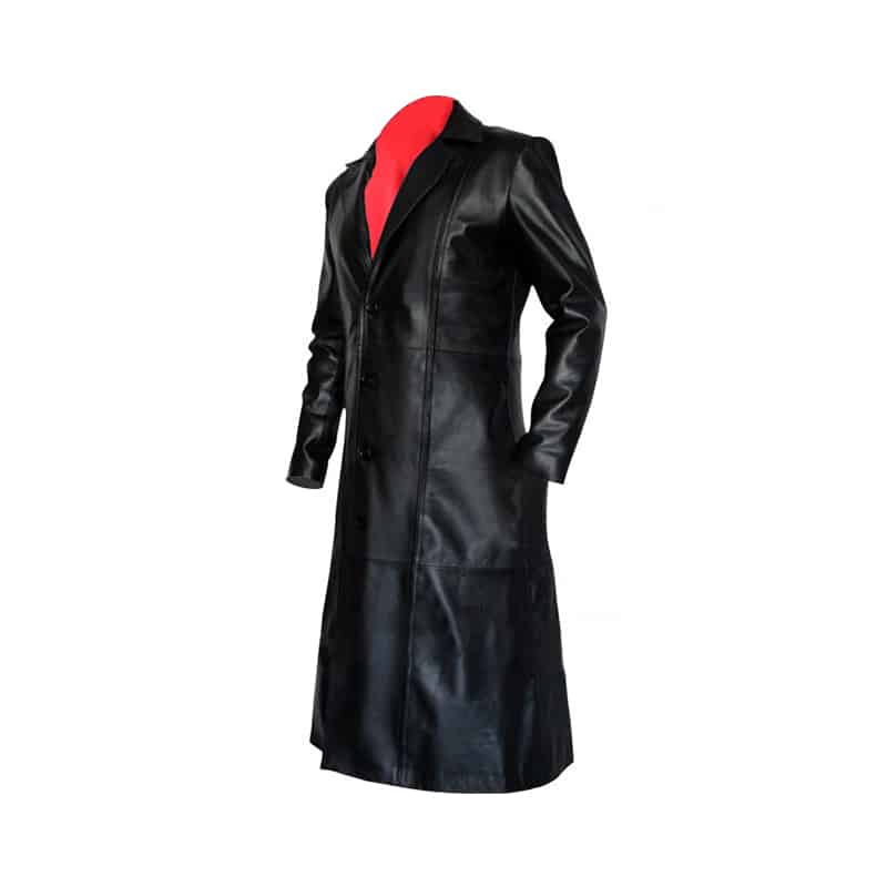 Blade Black Leather Trench long Coat