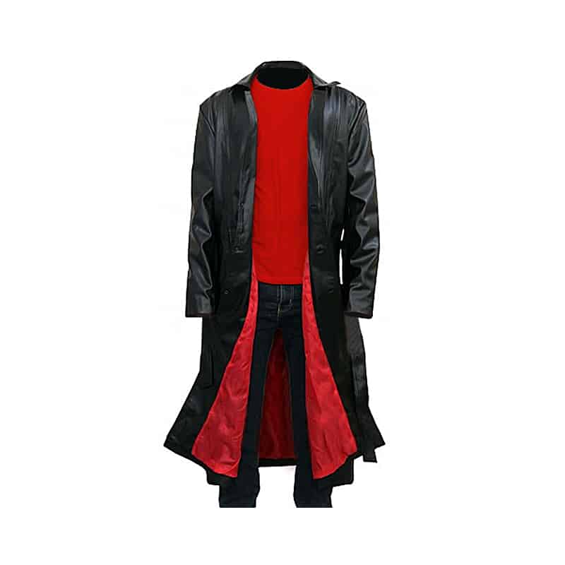 Blade Black Leather Trench long Coat