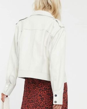 Boxy Leather jacket in White Color