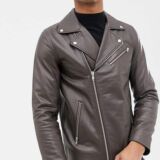 Brown Leather Biker jacket for Men