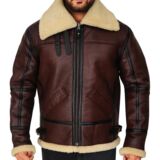 Brown Shearling B3 Bomber jacket For Men