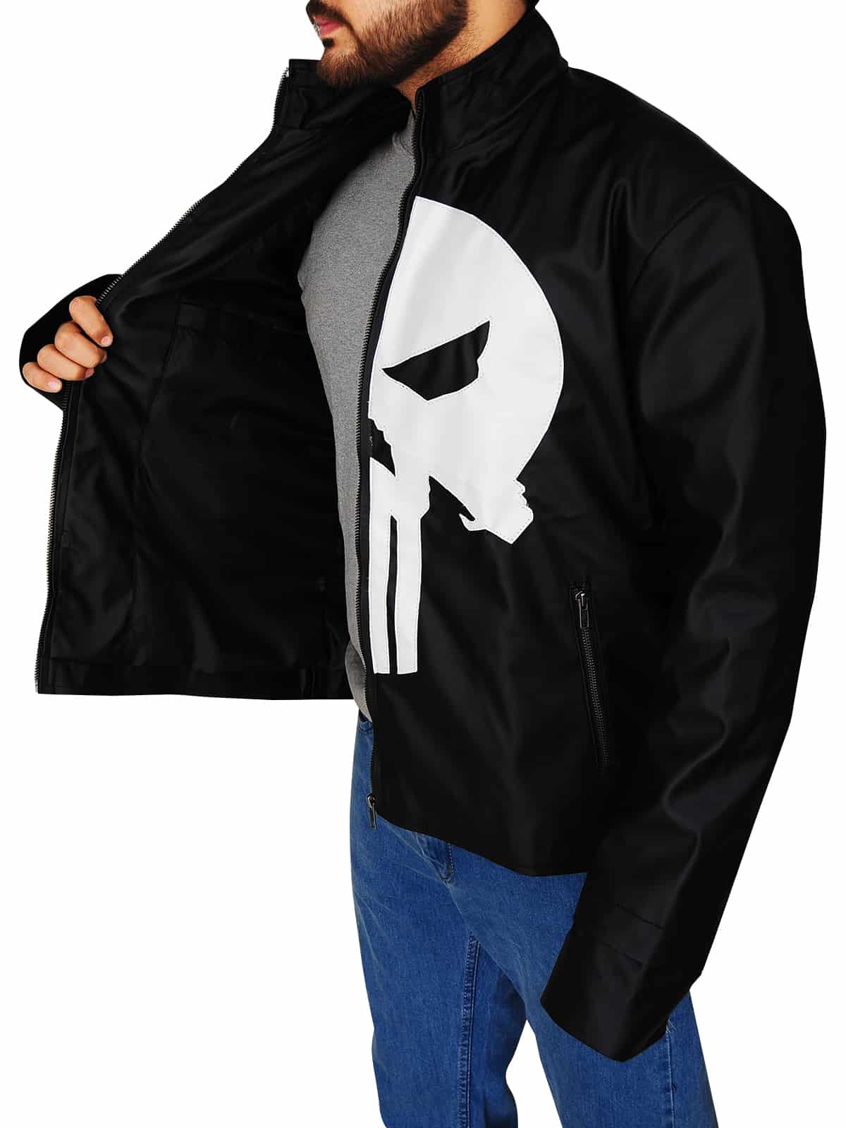 Captain America Civil War Punisher Skull Logo Leather jacket