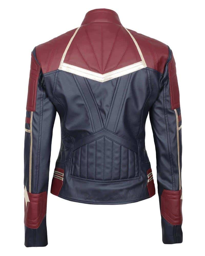 Brie Larson Captain Marvel Red & Blue leather jacket