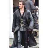 Captain Hook Leather Long Coat In Once Upon A Time