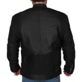 Captivating Ensnare Jet Black Fancy Leather Fabric jacket For Mens
