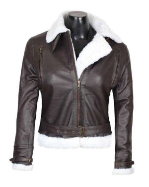 Chocolate Brown Lambskin Leather B3 Aviator jacket Womens