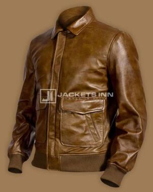 Classic Brown Traditional Streak Leather jacket For Men’s