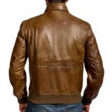 Classic Brown Traditional Streak Leather jacket For Men’s