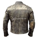 Classical Distinctive Nostalgic Biker Leather Fabric jacket For Mens