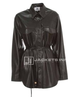 Classy Black Attractive Leather Shirt For Women