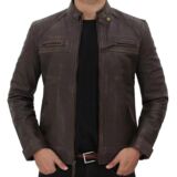 Claude Quilted Distressed Brown Leather jacket