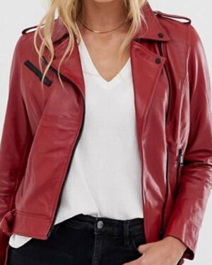Colored Leather jacket in Red