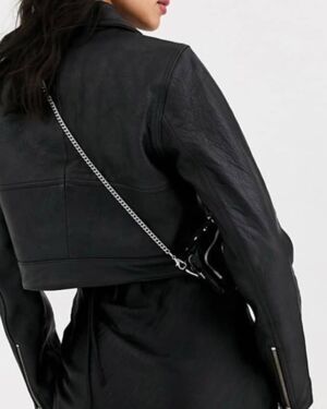 Cropped Textured Western Leather jacket