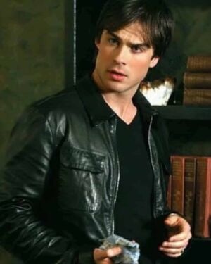 Damon Salvatore Vampire Diaries Leather jacket